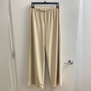 Gap Body Soft High-Waisted Ribbed Knit Wide-Leg Pants Beige Size M